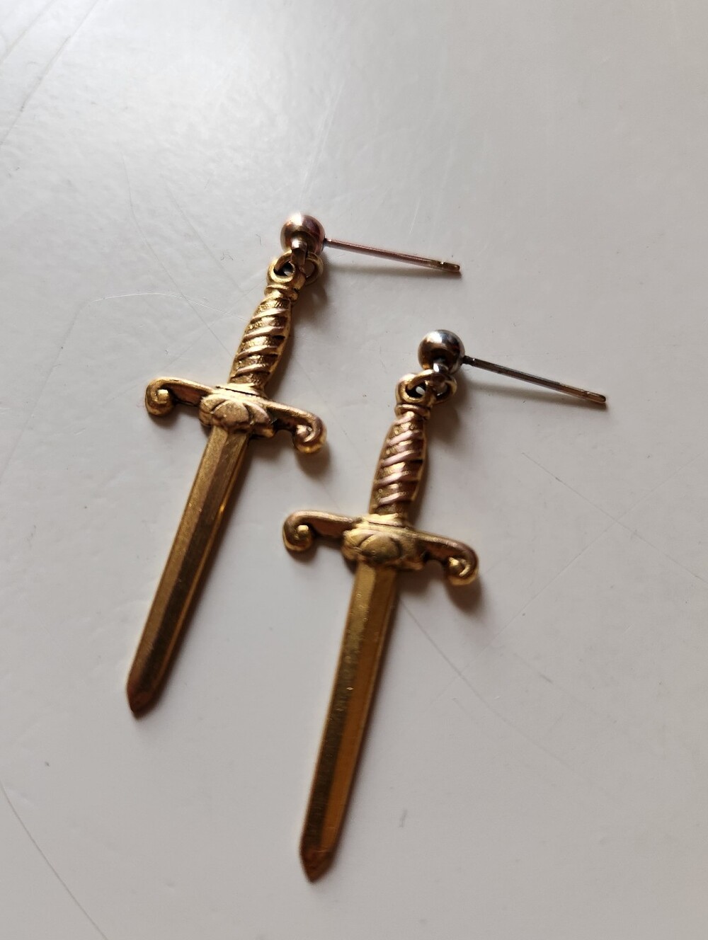Regal Rose Gold Dagger Drop Earrings